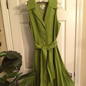 Talbots Linen sleeveless mid length dress SZ 8